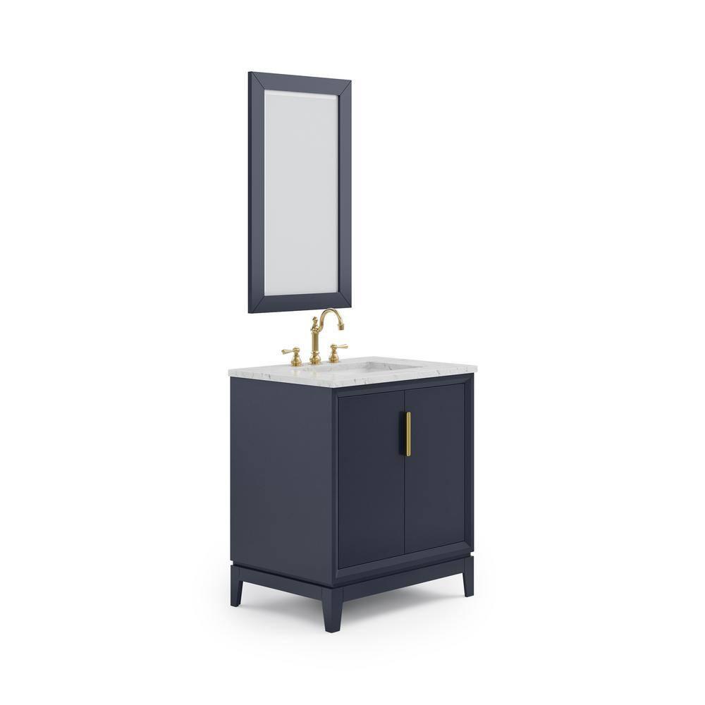 Water Creation Elizabeth 30" Hardwood Single Bathroom Vanity in Blue/Gold