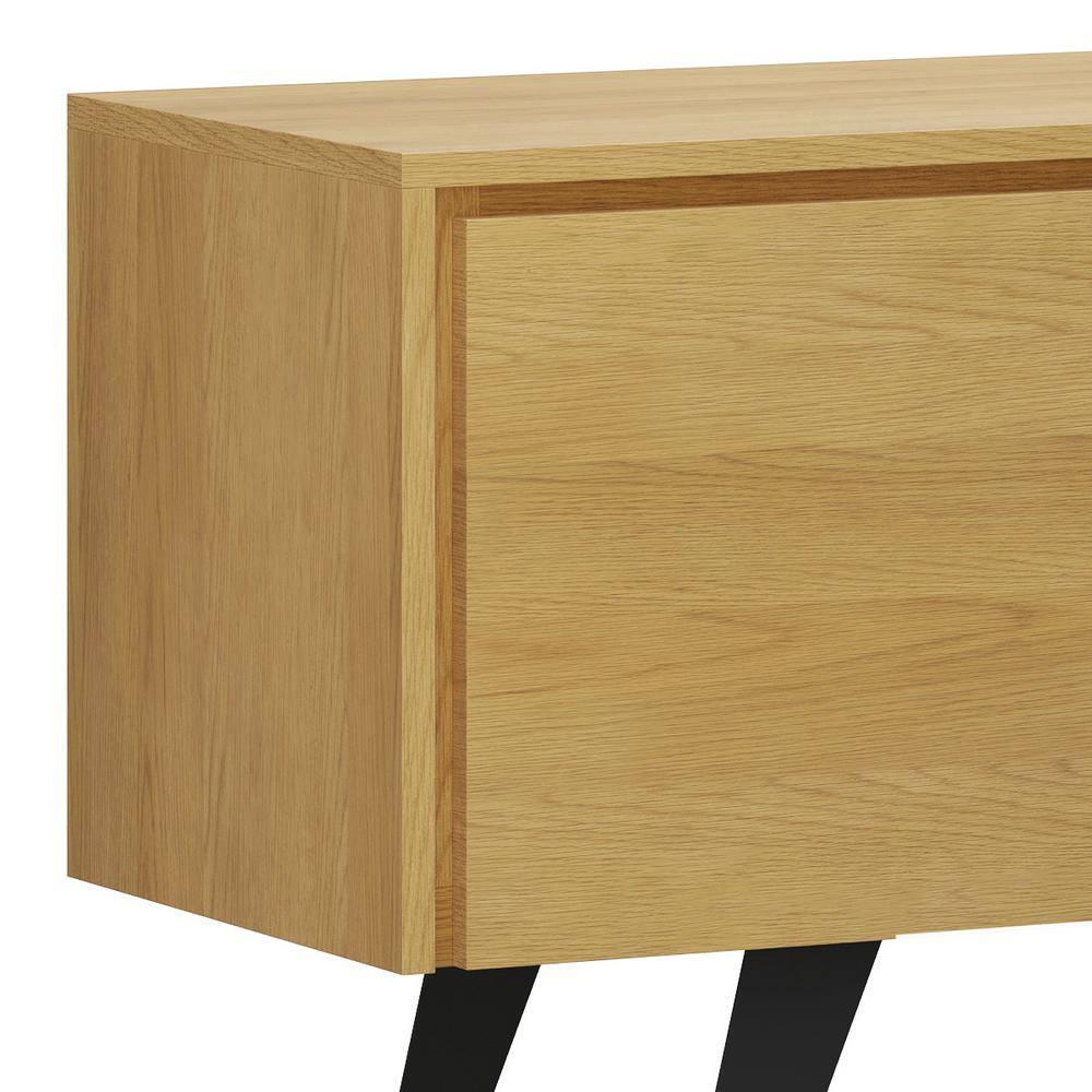 Simpli Home Lowry 63 inch Wide Modern Industrial TV Media Stand in Oak For TVs up to 70 inches