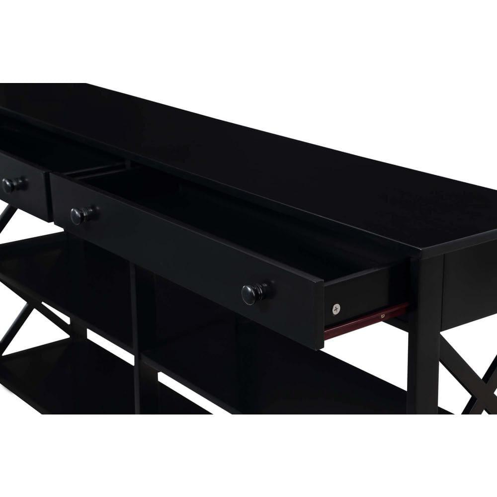 Convenience Concepts Oxford 2 Drawer 60 inch Console Table with Shelves, Black