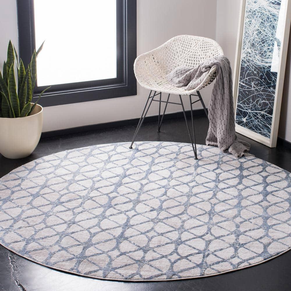 Amelia ALA792 Power Loomed Area Rug - Grey/Blue - 9' round - Safavieh.