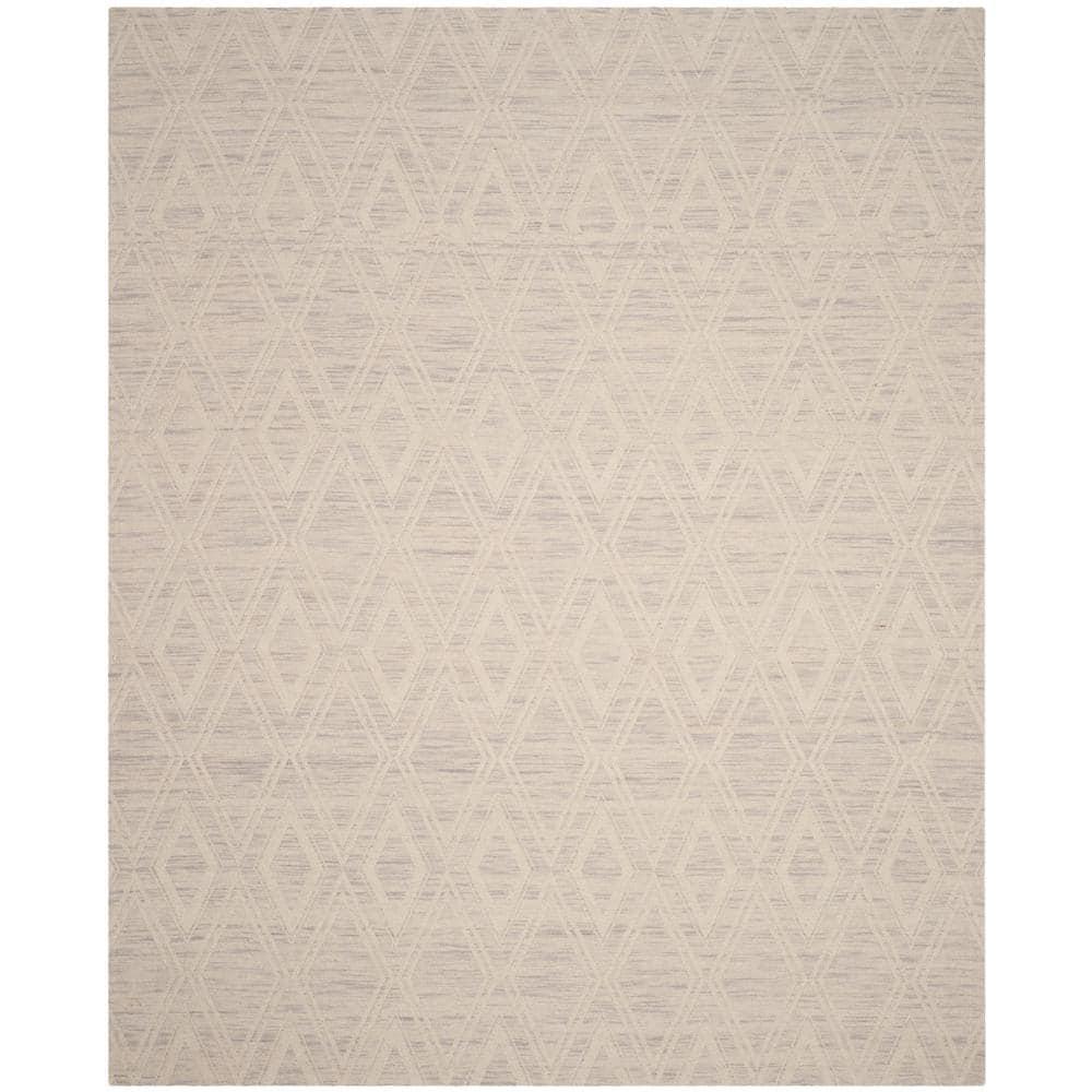 SAFAVIEH Marbella Alicia Geometric Diamonds Wool Area Rug, Silver/Ivory, 10' x 14'