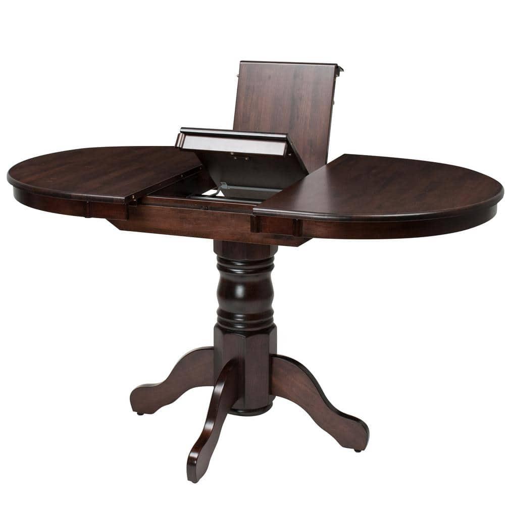 CorLiving Dillon Cappuccino Extendable Oval Dining Table with Wood Pedestal Base