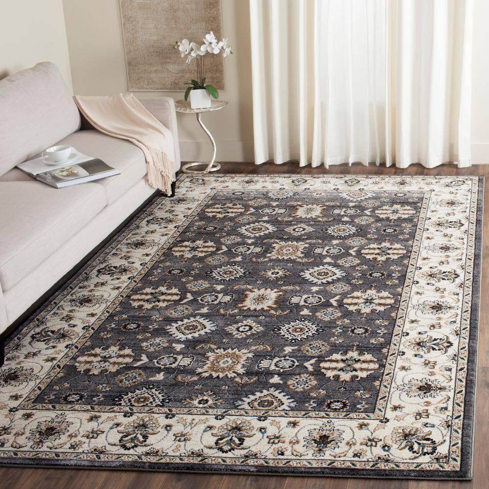 Lyndhurst LNH332 Power Loomed Area Rug - Grey/Cream - 8'x10' - Safavieh.