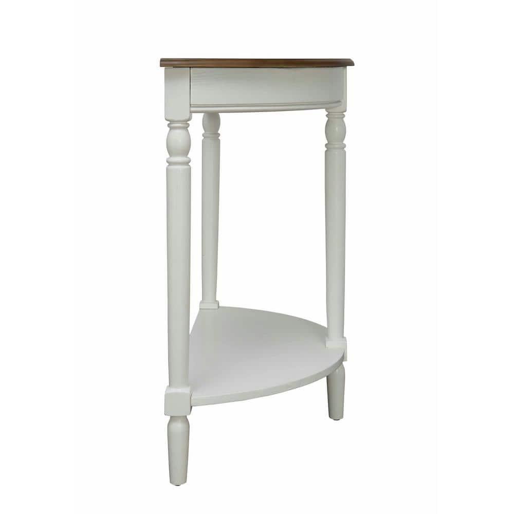 Convenience Concepts French Country Half-Round Entryway Table with Shelf, Driftwood/White