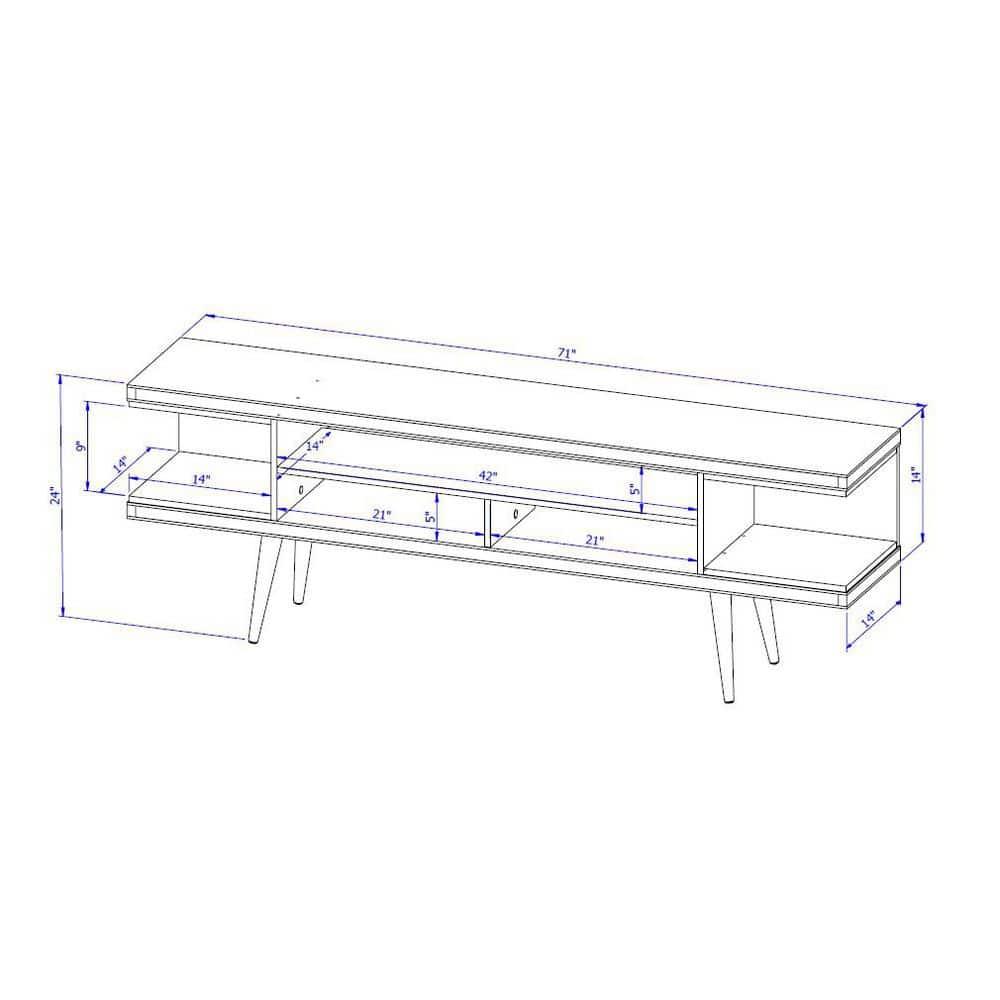 Utopia TV Stand for TVs up to 65" White - Manhattan Comfort: Modern Entertainment Center, Cable Management