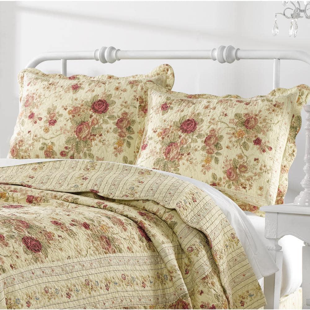 Antique Rose Cotton Reversible Quilt Set