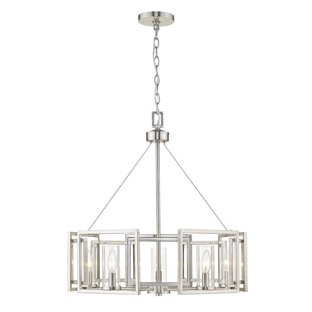 Golden Lighting Marco 5-Light Chandelier in Pewter with Clear Glass