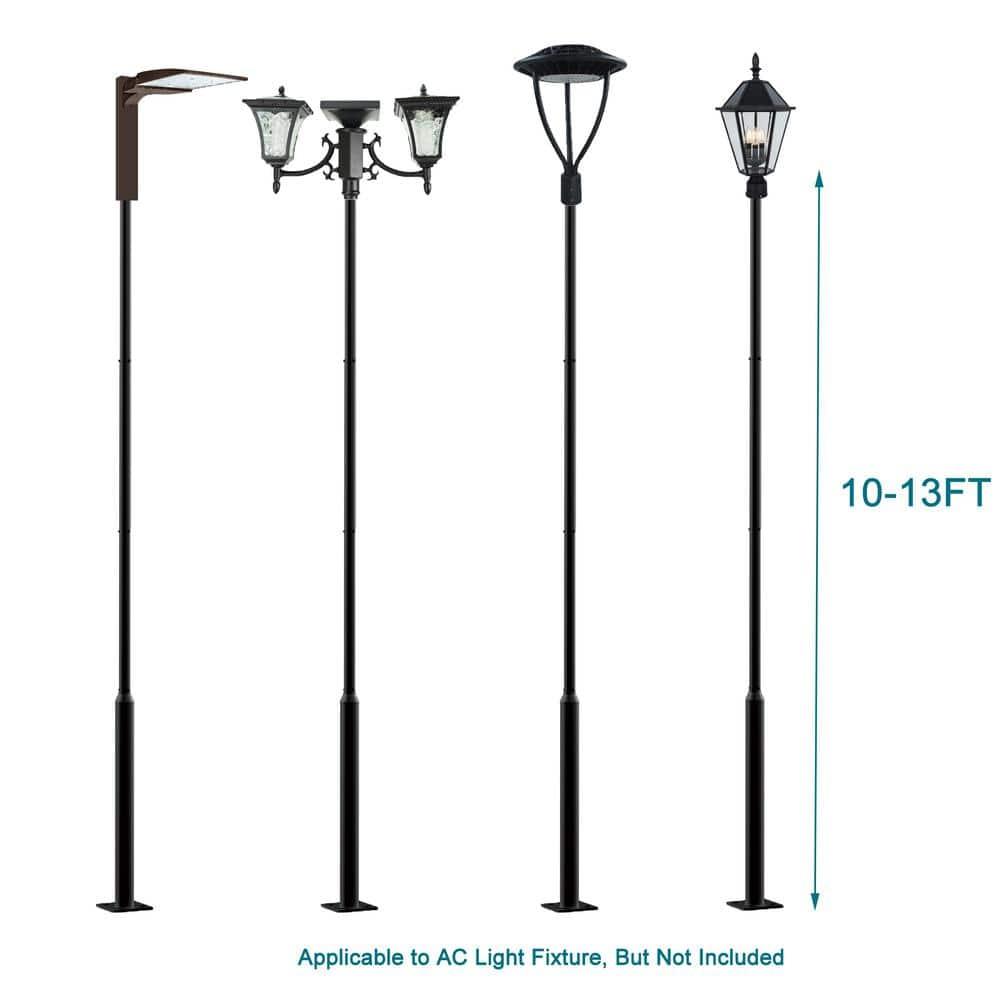 2.5 in - 3 in. up to 13 ft. Black Outdoor Universal Metal Light Post Pole w/ Metal Rebar Cage