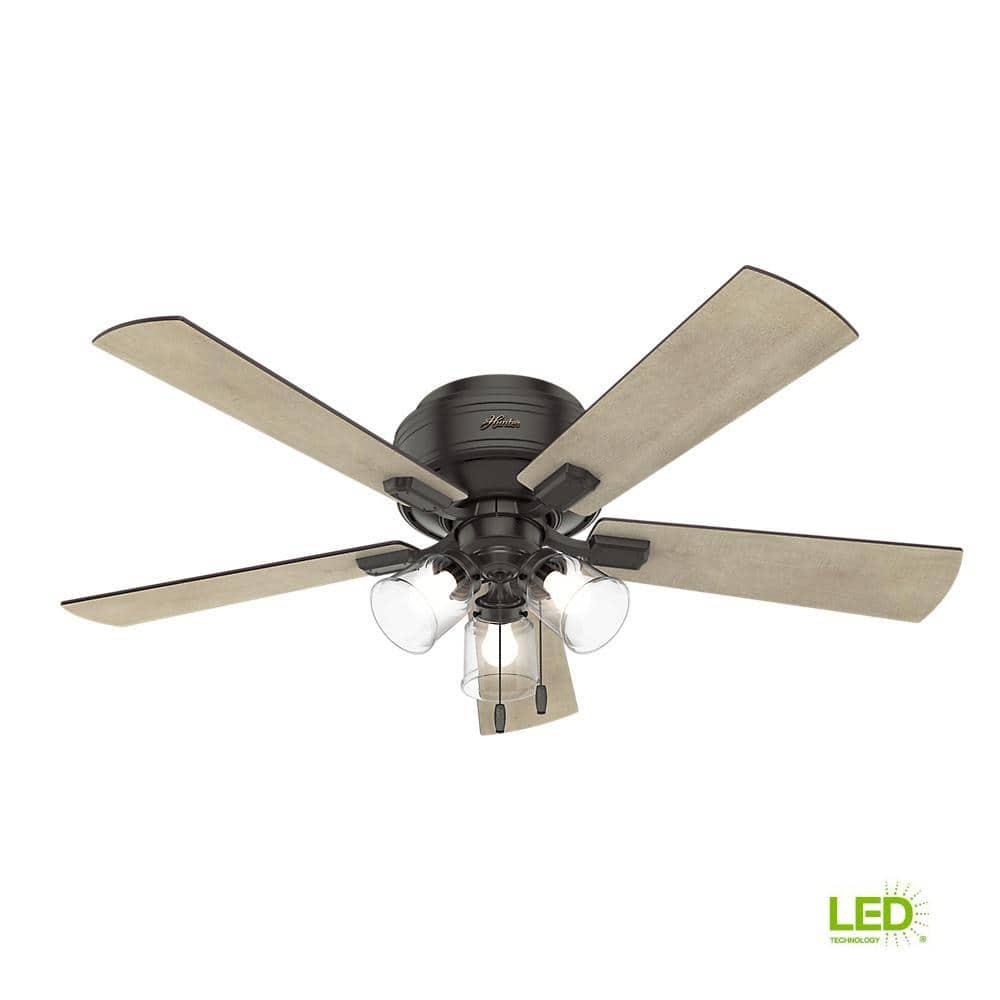 52" Crestfield 5 - Blade Flush Mount Ceiling Fan with Lights and Pull Chains