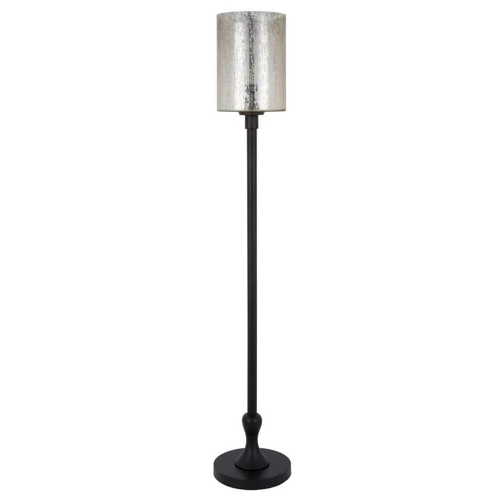 Numit 68.75" Tall Floor Lamp with Glass Shade in Brass/Mercury Glass