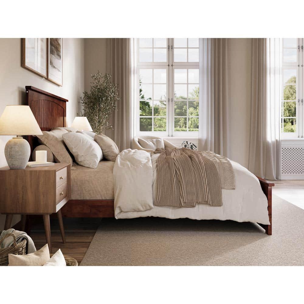 AFI Naples Queen Solid Wood Low Profile Platform Bed with Matching Footboard, Walnut