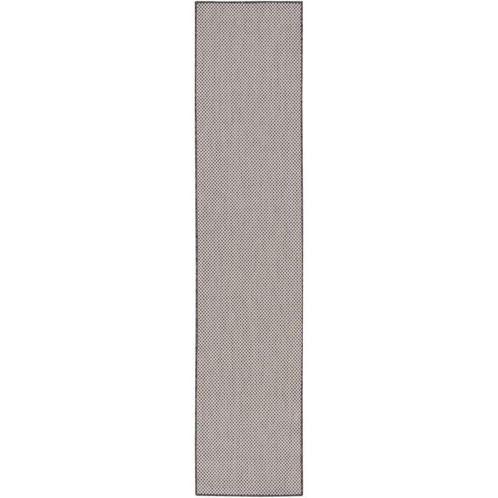 Nourison 2'2" x 10' Courtyard Modern Easy Care Flatweave Indoor Outdoor Runner Rug Ivory/Charcoal