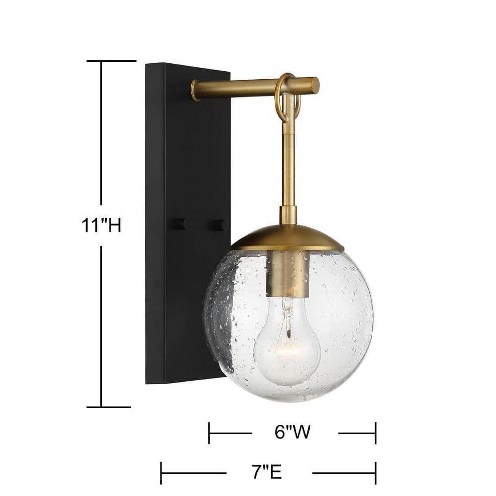 1 Light Outdoor Wall Lantern in Mid-Century Modern Style-11 Inches Tall and 6 Inches Wide-Oil Rubbed Bronze/Natural Bras