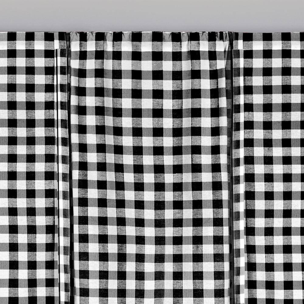 Buffalo Black Plaid Modern Window Curtain Panel : 42" x 63" Tie Up Shade - Single