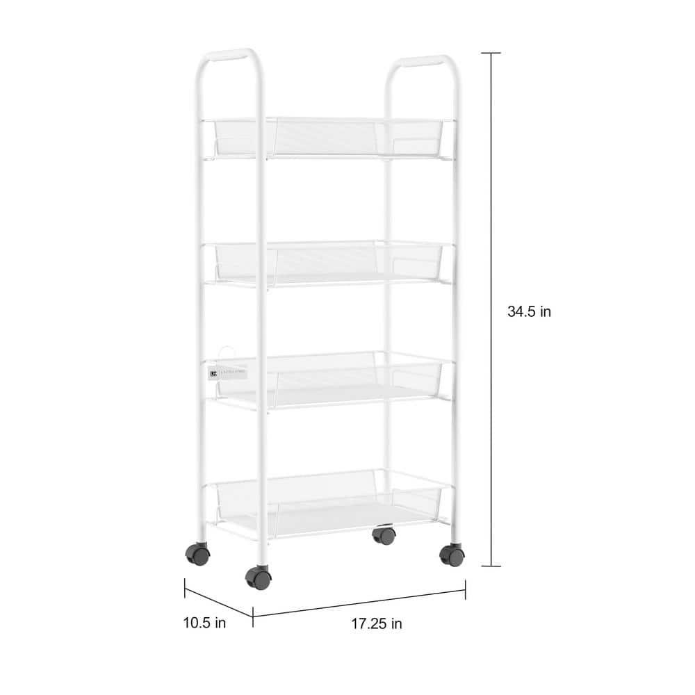 Everyday Home 4-Tier Plastic Bathroom Storage Organizer Cart with Wheels