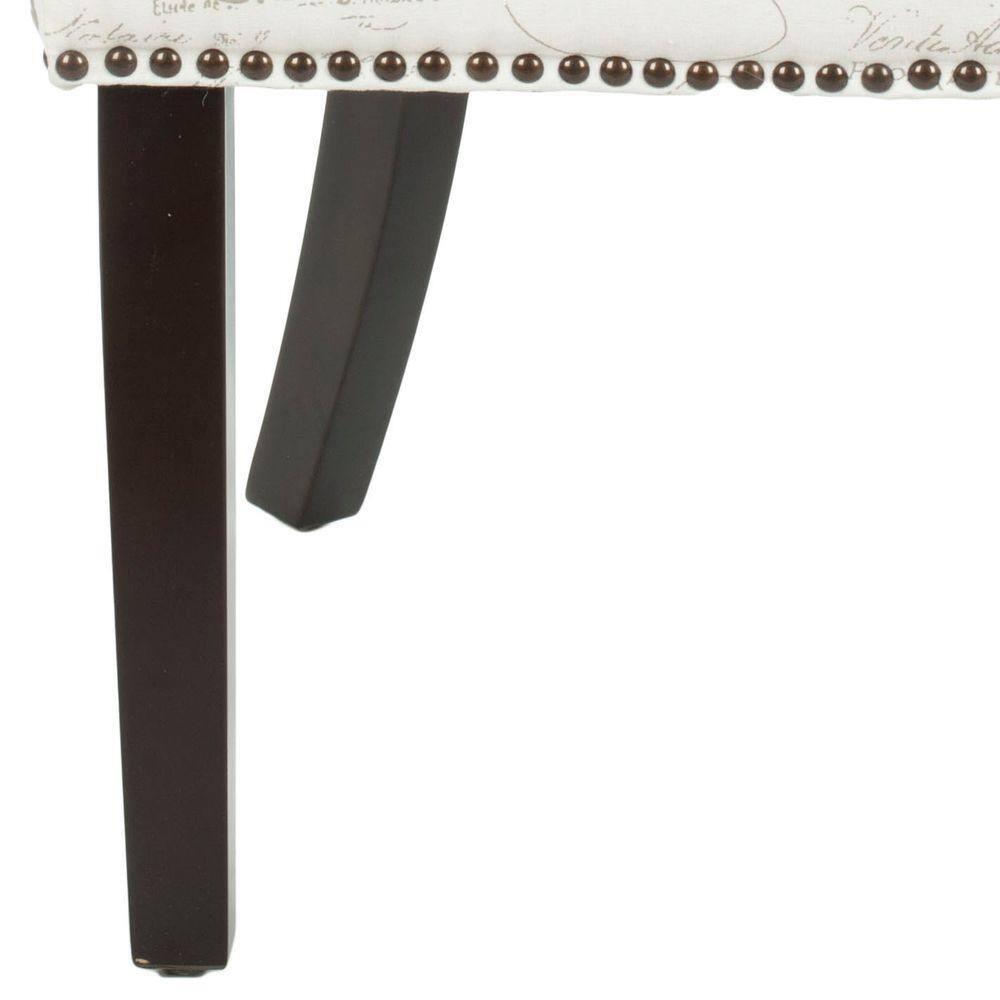 Lotus 19''H Side Chair (Set Of 2) with Brass Nail Heads - White/Grey - Safavieh