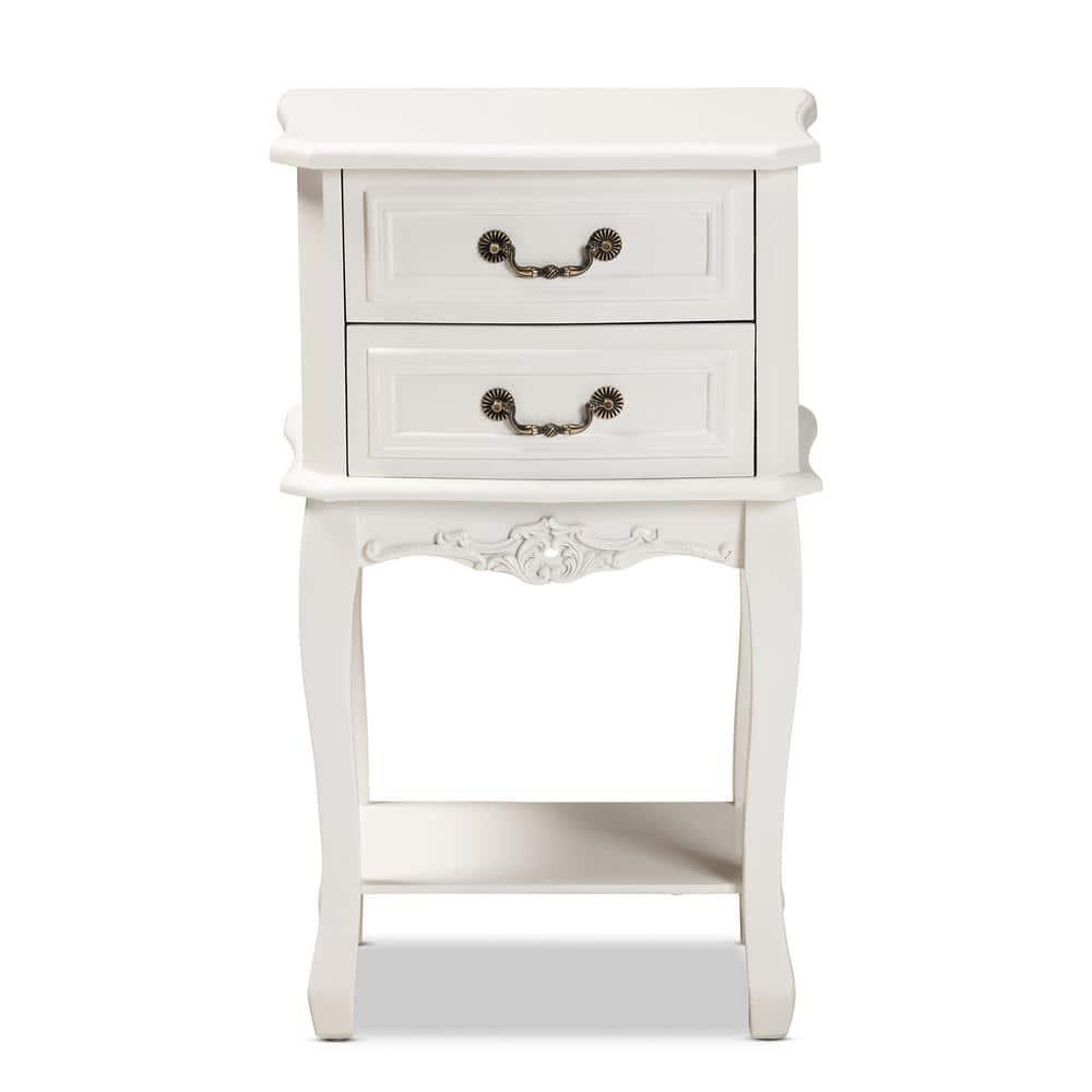 Gabrielle 2 Drawer Wood Nightstand White/Brass - Baxton Studio