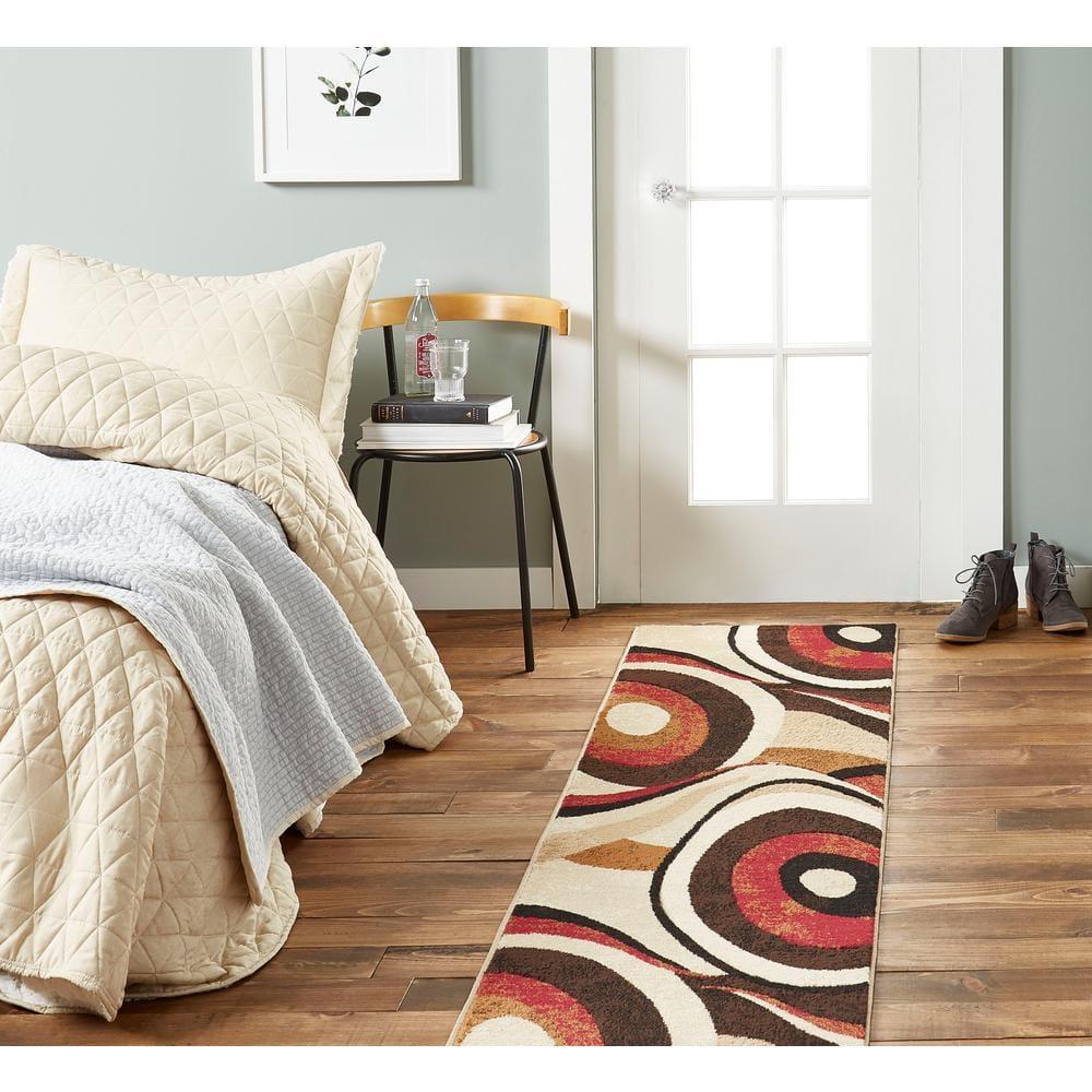 Home Dynamix Slade Contemporary Abstract Runner Area Rug, Brown/Red, 1'9"x7'2"