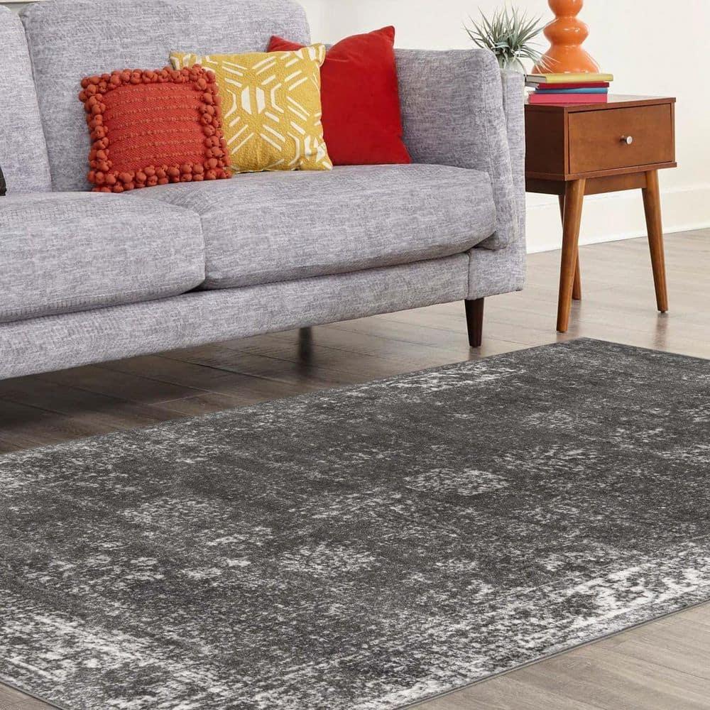 Unique Loom 7' 10 x 10' 0 Rectangle Sofia Dark Gray Area Rug