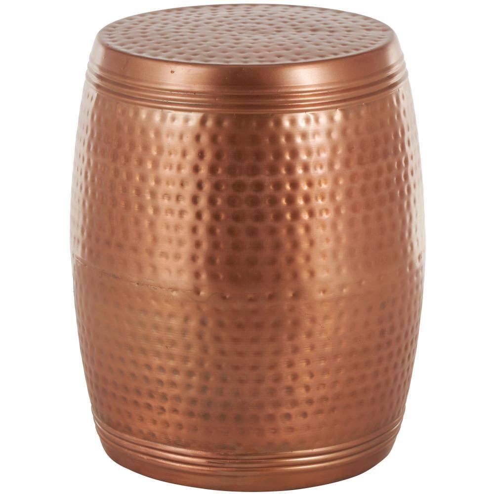 Metal Drum Copper Colored Accent Table - Olivia & May: Hammered Aluminum, Indoor Use, Fully Assembled