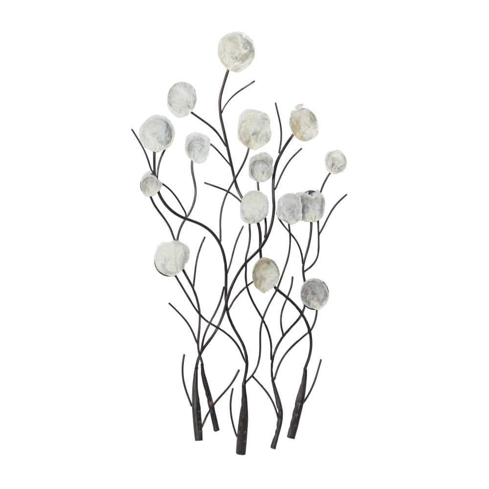 Metal Floral Wall Decor with Capiz Accents White - Olivia & May