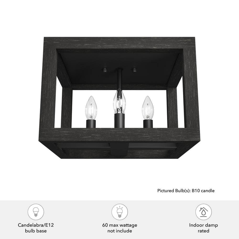 Squire Manor 4 - Light 12'' Lantern Square / Rectangle Flush Mount