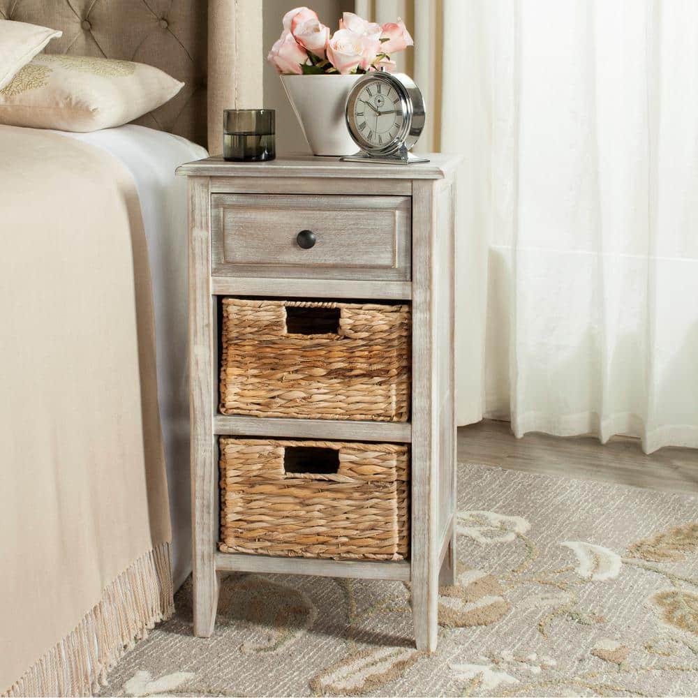 Everly Drawer Side Table - Taupe - Safavieh.