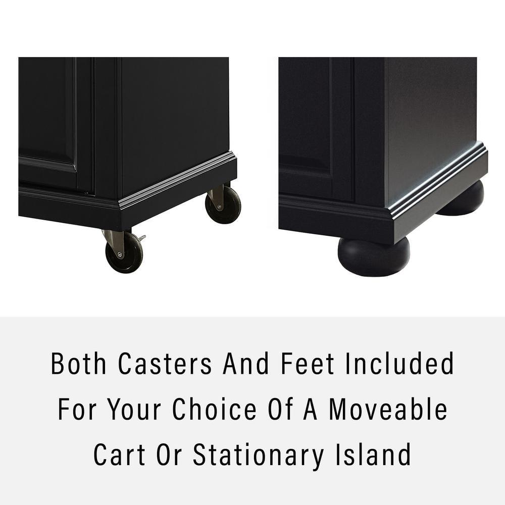 Alexandria Stainless Steel Top Kitchen Island Wood/Black - Crosley: Hardwood Frame, 6 Shelves, 2 Drawers