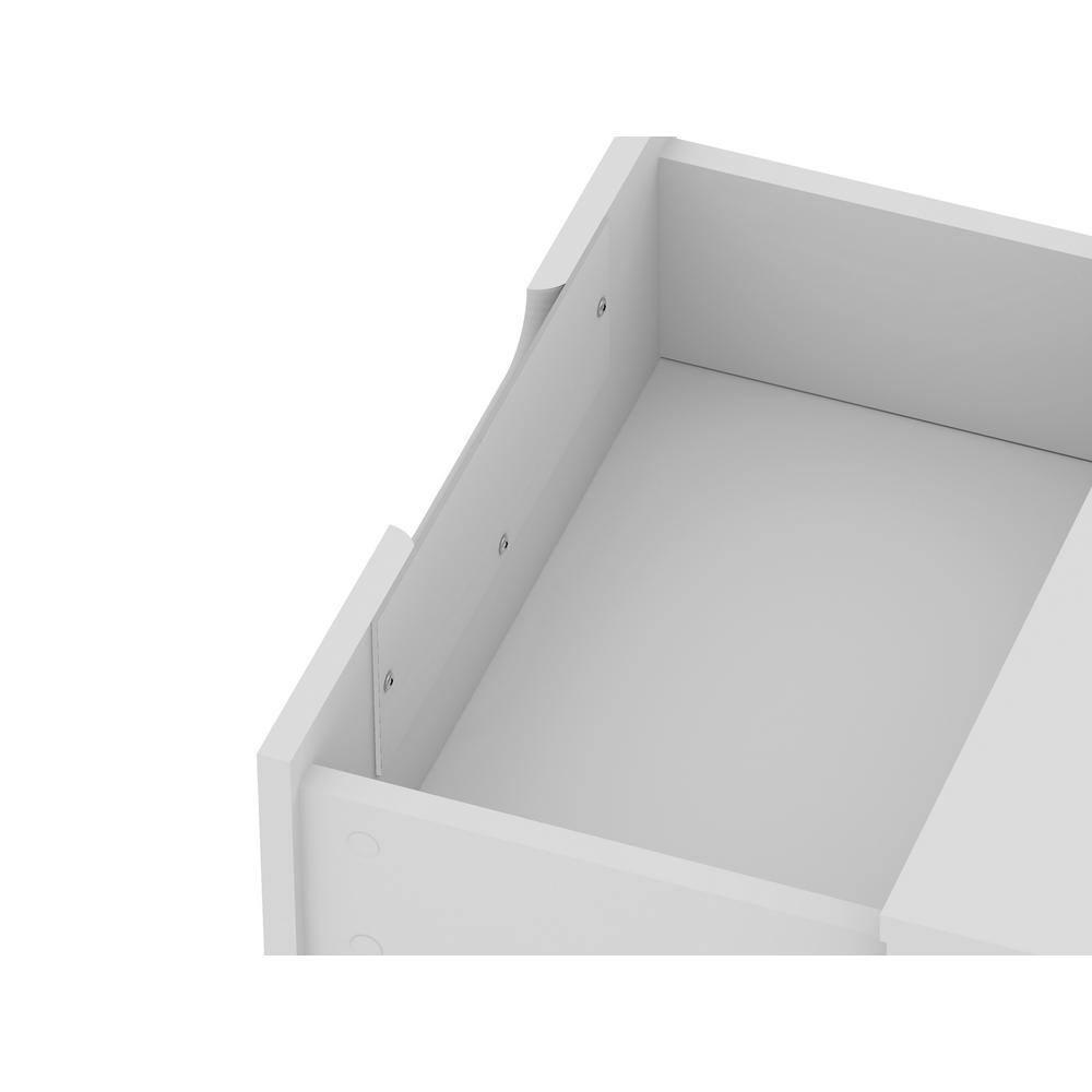 Set of 2 Rockefeller 2 Drawer Nightstands White - Manhattan Comfort: Modern Splayed Metal Legs, MDF