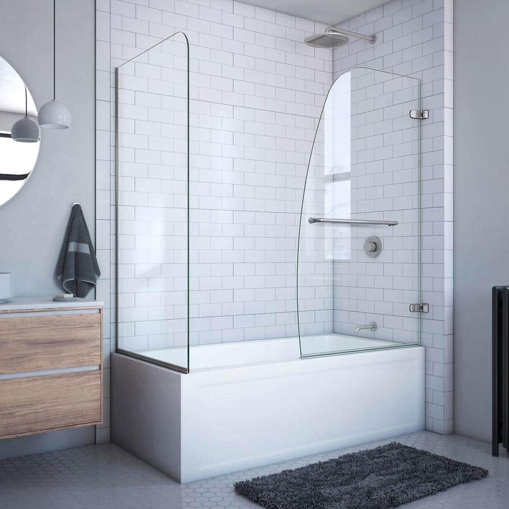 Aqua Uno 56" W x 58" H Hinged Semi-Frameless Tub Door
