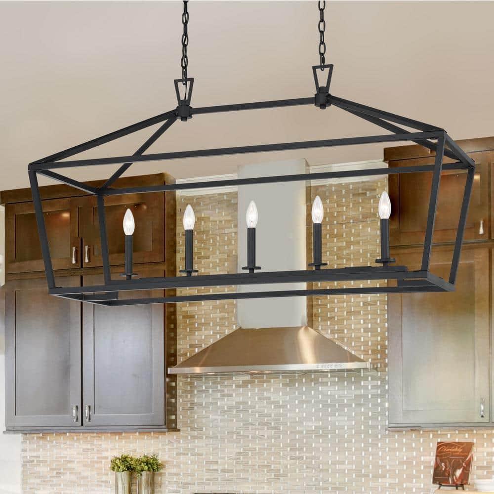 Savoy House 1-324-5-89 Townsend 5 Light Linear Chandelier in a Matte Black Finish (44" W x 23.5" H)