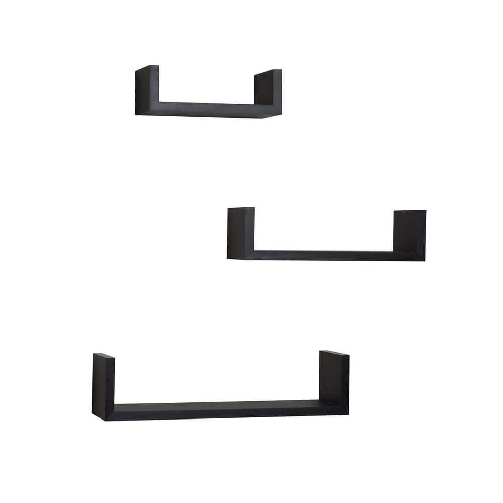 3pc Wall Shelving Set Black - Danya B.: Contemporary Floating Display & Storage