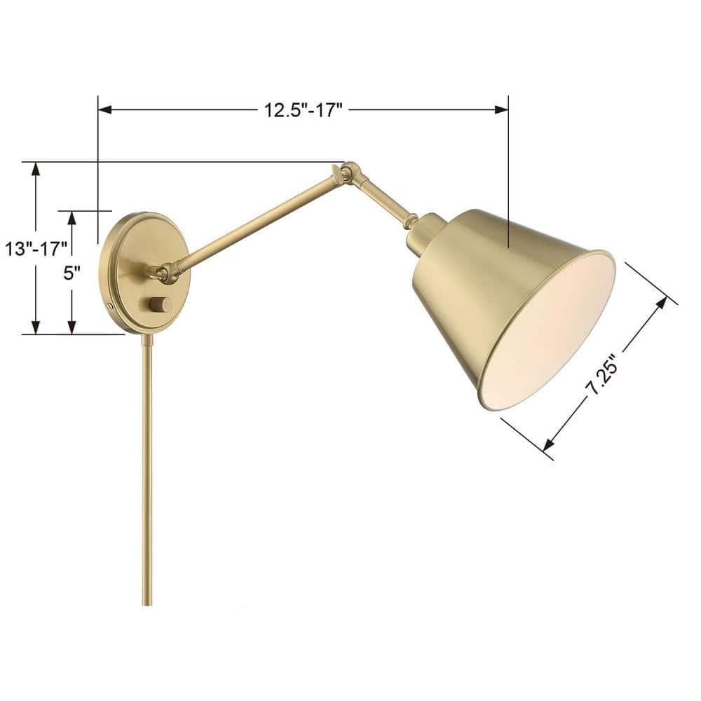 Crystorama Lighting Mitchell 1 - Light Swing Arm Lamp in  Aged Brass