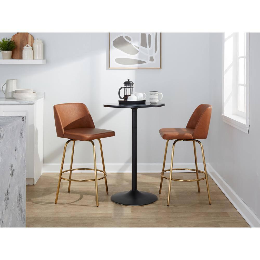Swivel Upholstered Counter Stool with Metal Frame