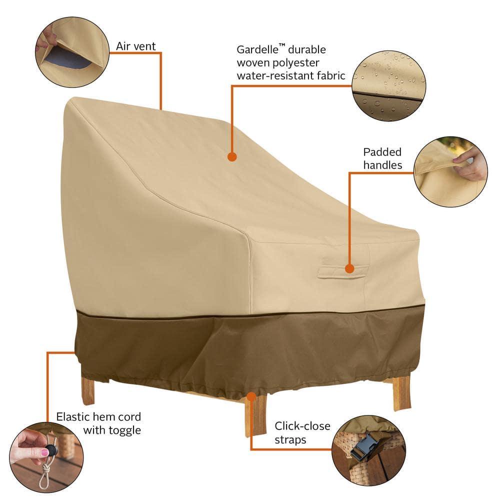 Classic Accessories 38" x 40" x 31" Beige and Brown Rectangle Patio Chaise Lounge Cover (2 Pack)