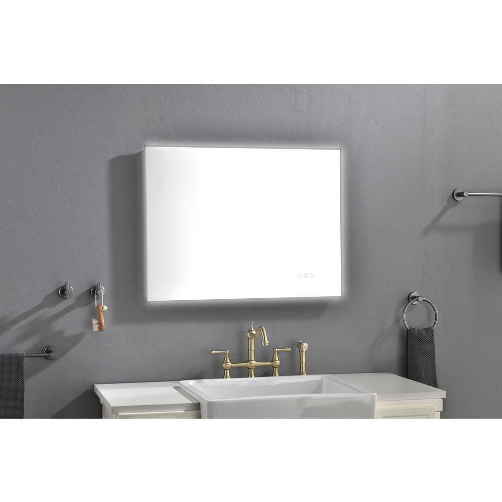 Tcbosik 32" x 24" LED Bathroom Mirror, Anti-Fog Wall Vanity Mirror with Backlit, Smart Touch Button, Memory Function, Stepless Dimmable Makeup Mirror with 3-Color Lighting, Horizontal/Vertical