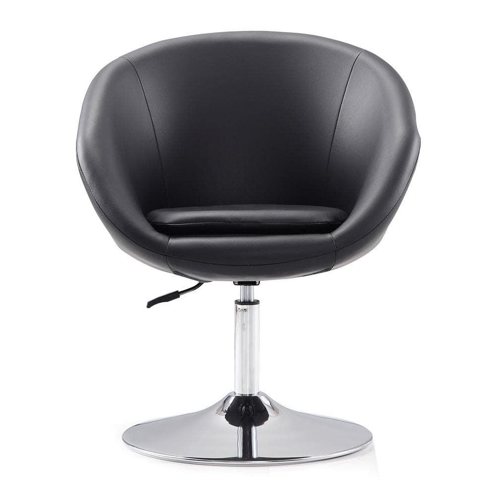 Hopper Black and Polished Chrome Faux Leather Adjustable Height Chair