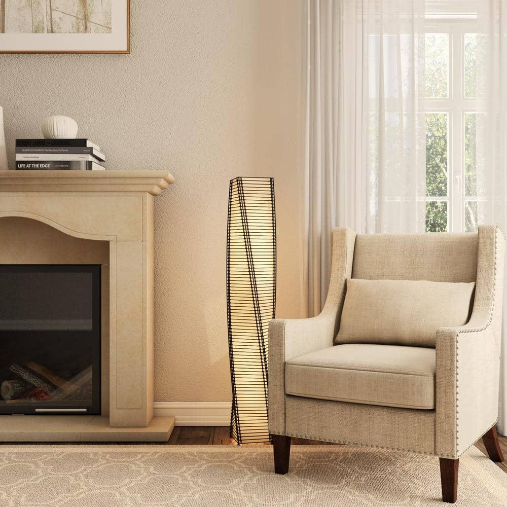 Stix Floor Lantern Black - Adesso: Twisting Cane Stick Design, ETL Listed, No Assembly Required