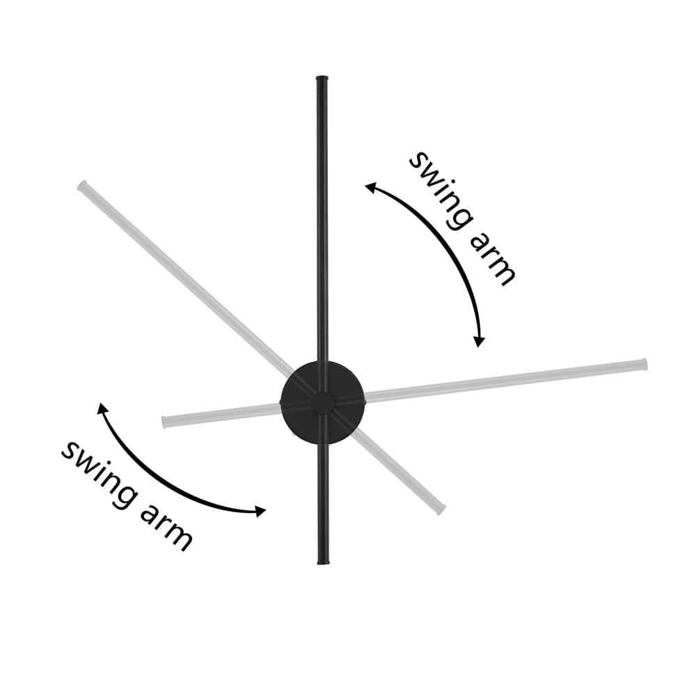 Anton 27.25 in. 1-Light Modern Minimalist Iron Adjustable Bar Integrated LED Plug-In Sconce, Black