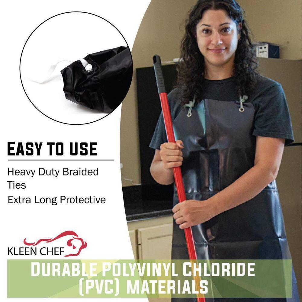 Kleen Chef, Premium PVC Leather Apron, Double Layer Apron, Black (Pack-1)