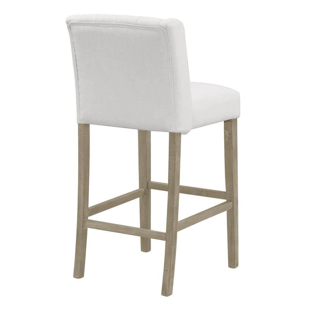 Glamour Home Aled 29" Fabric Bar Stools with Side Wings in Beige (Set of 2)