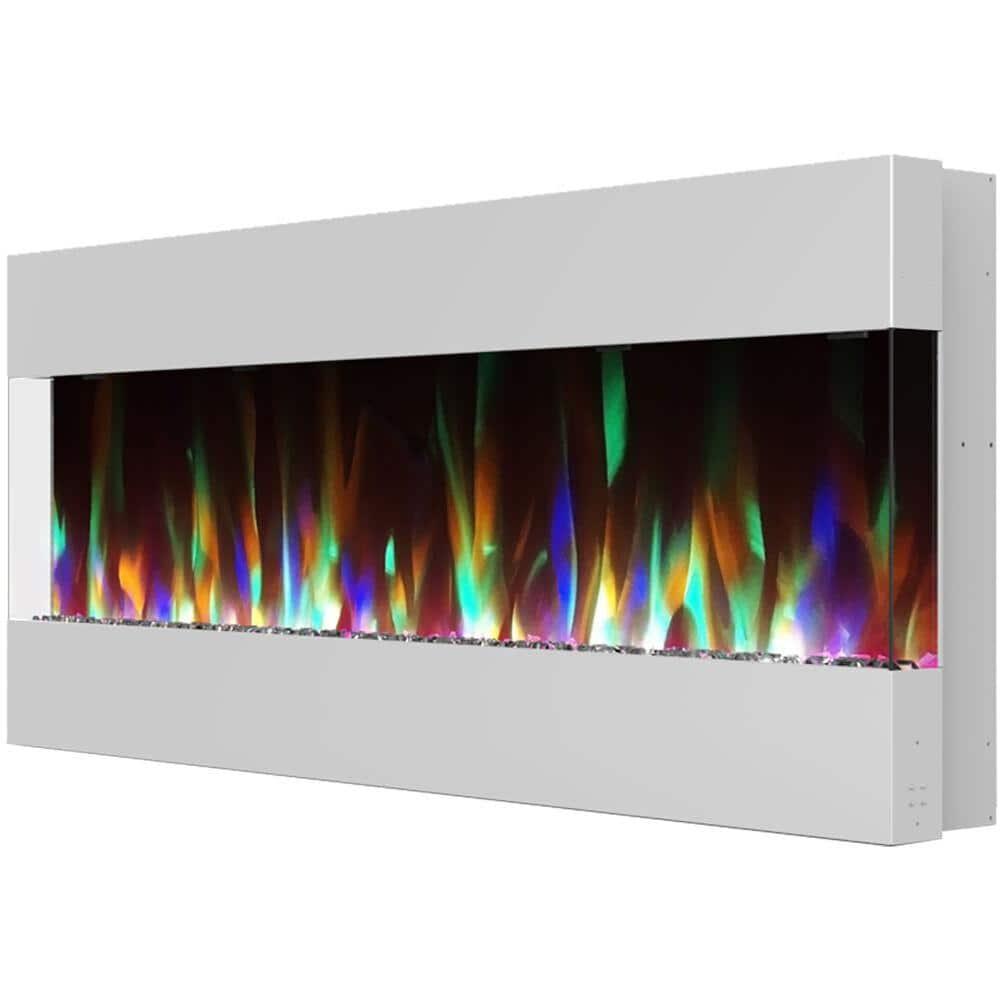 Cambridge Cambridge Recessed Wall Mounted Electric Fireplace with Crystal Rock Display