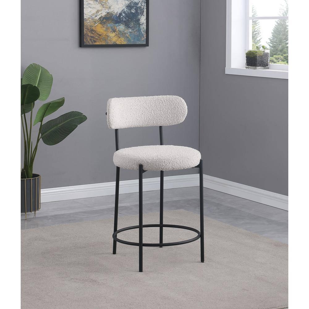 Coaster Viola Boucle Fabric Upholstered Counter Chair Cream
