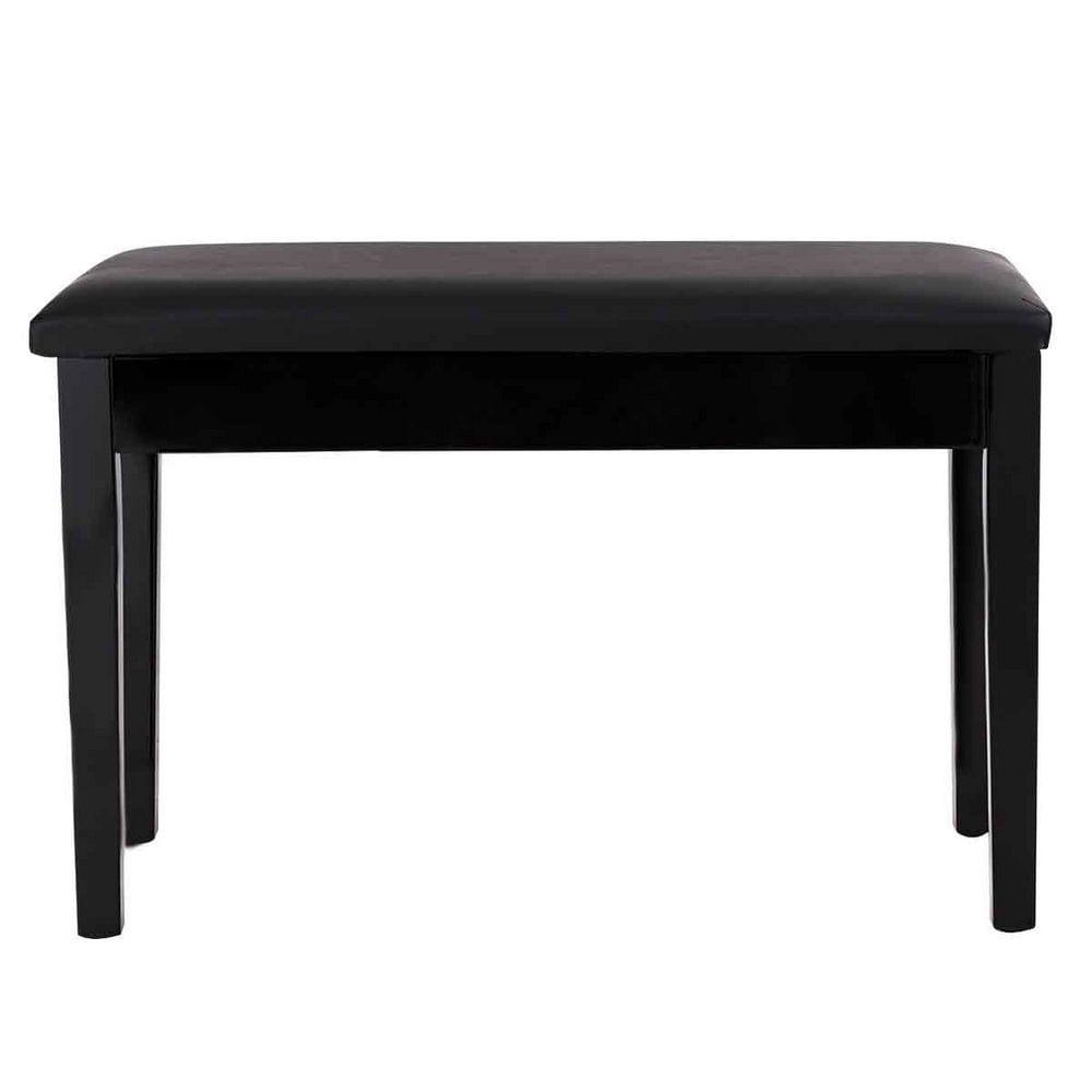 Tangkula PU Leather Piano Bench Solid Wood Padded Double Duet Keyboard Seat w/ Storage Box Black
