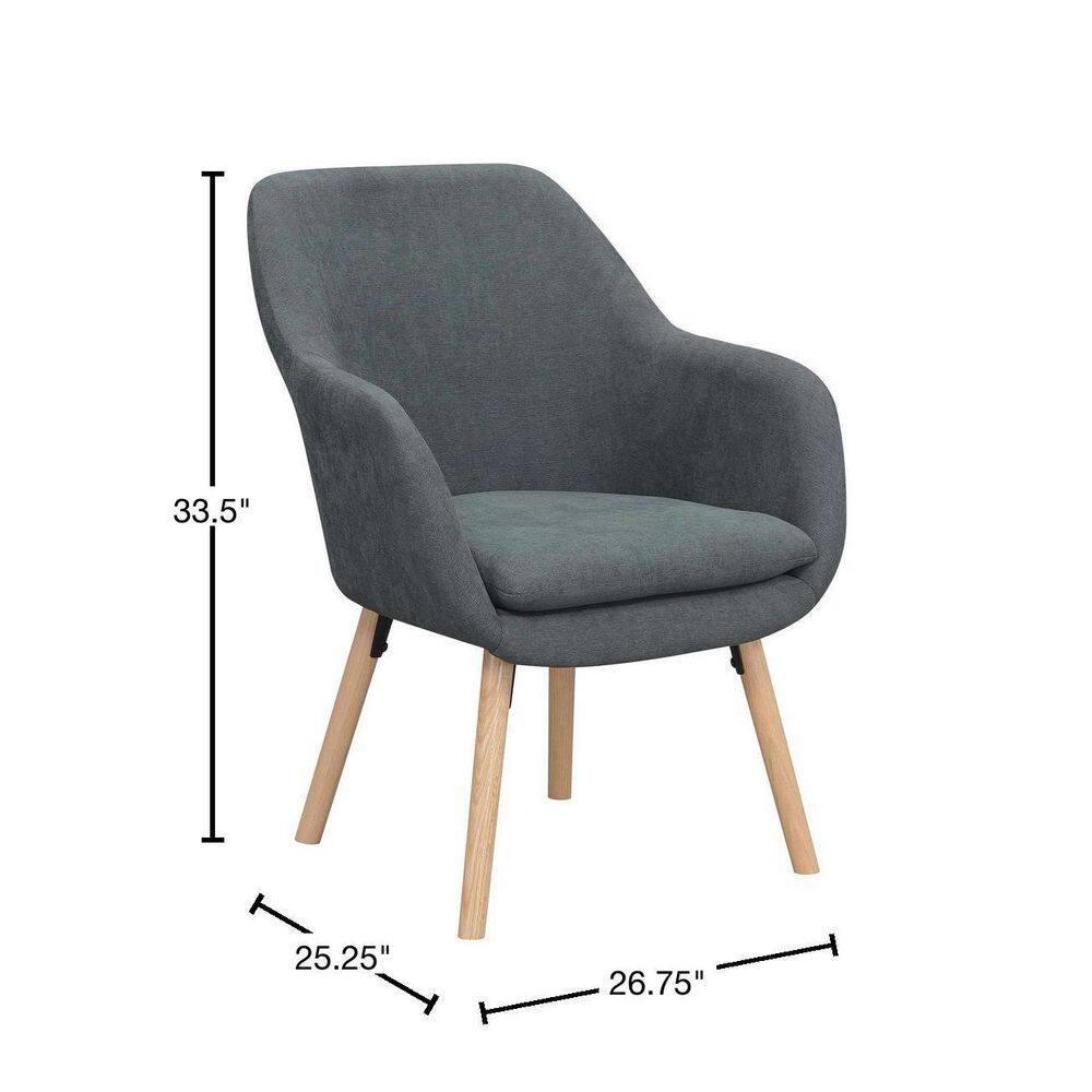 Convenience Concepts Take a Seat Charlotte Wingback Upholstered Accent Armchair, Slate Gray Fabric