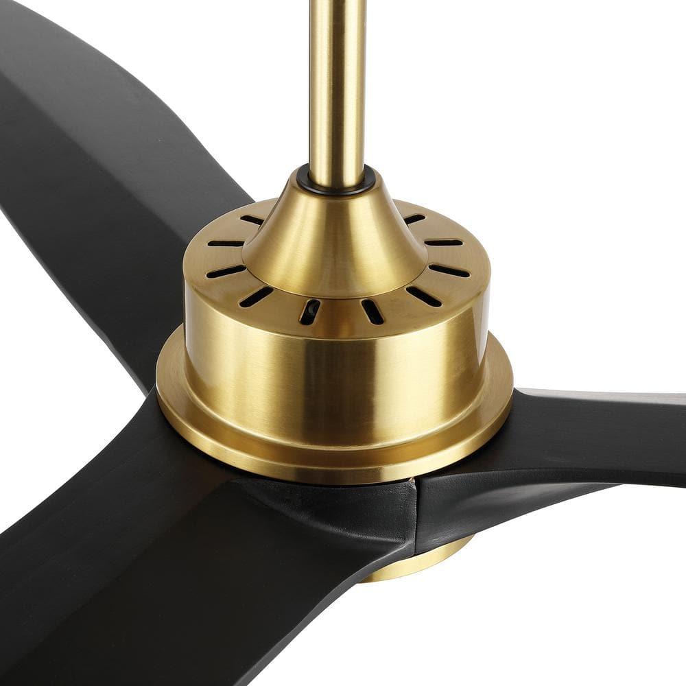52" Solid Wood 3-Blade Propeller Ceiling Fan with Remote Control Gold/Black