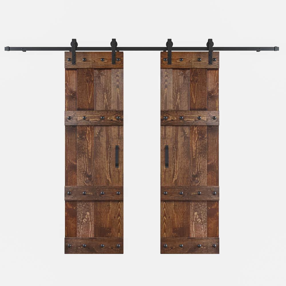 Coast Sequoia Castle Series Pine Wood Double Sliding Barn Door with Hardware Kit