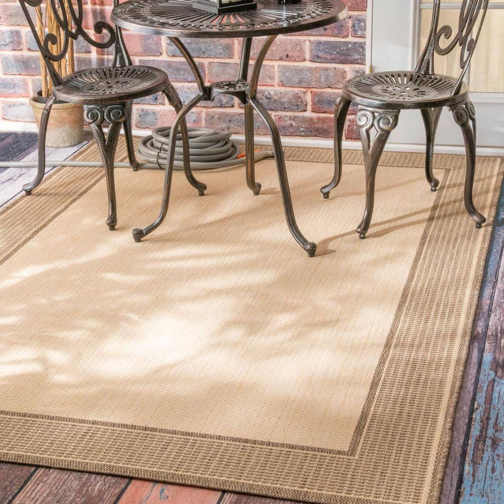 Nuloom Gris Bordered 3x5 Indoor/Outdoor Accent Rug for Living Room Patio Deck Front Porch Entryway Kitchen, Beige/Tan