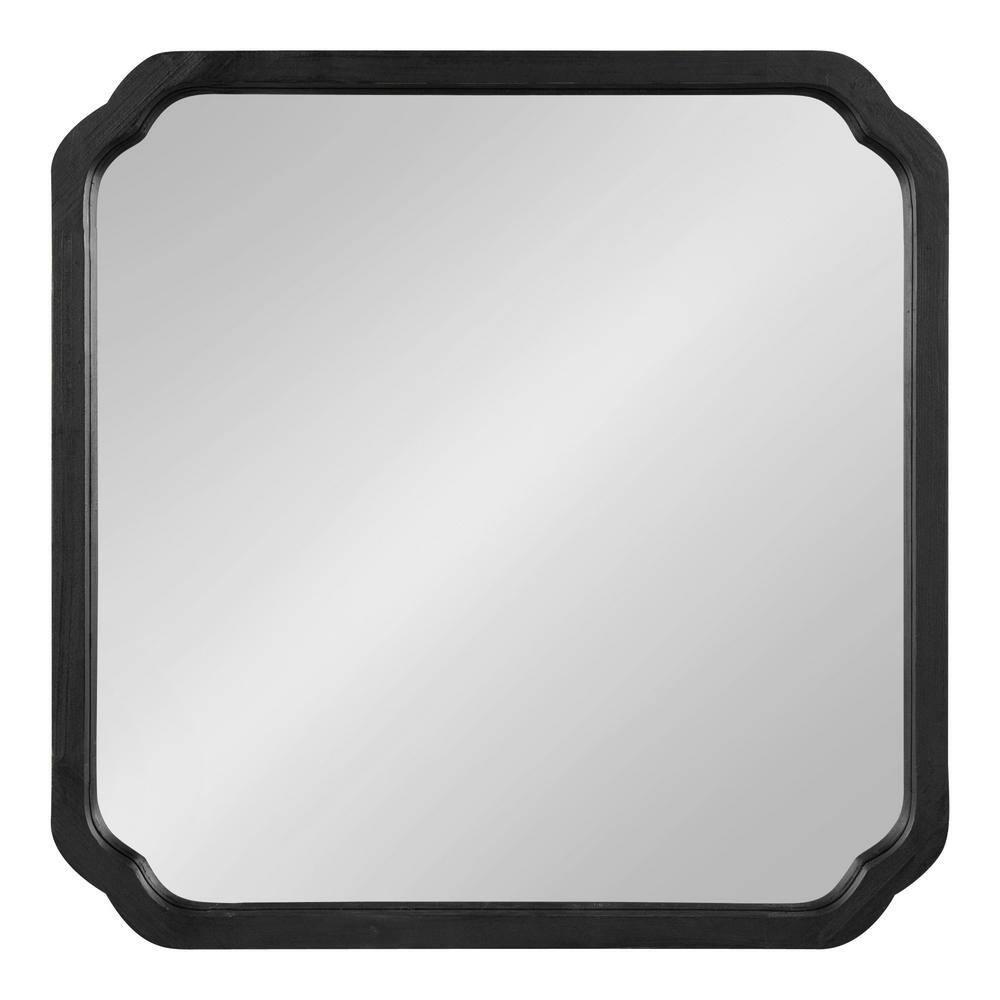 Kate & Laurel All Things Decor 24"x24" Marston Farmhouse Rectangle Wall Mirror Black: Modern Square No Assembly, Wood Frame