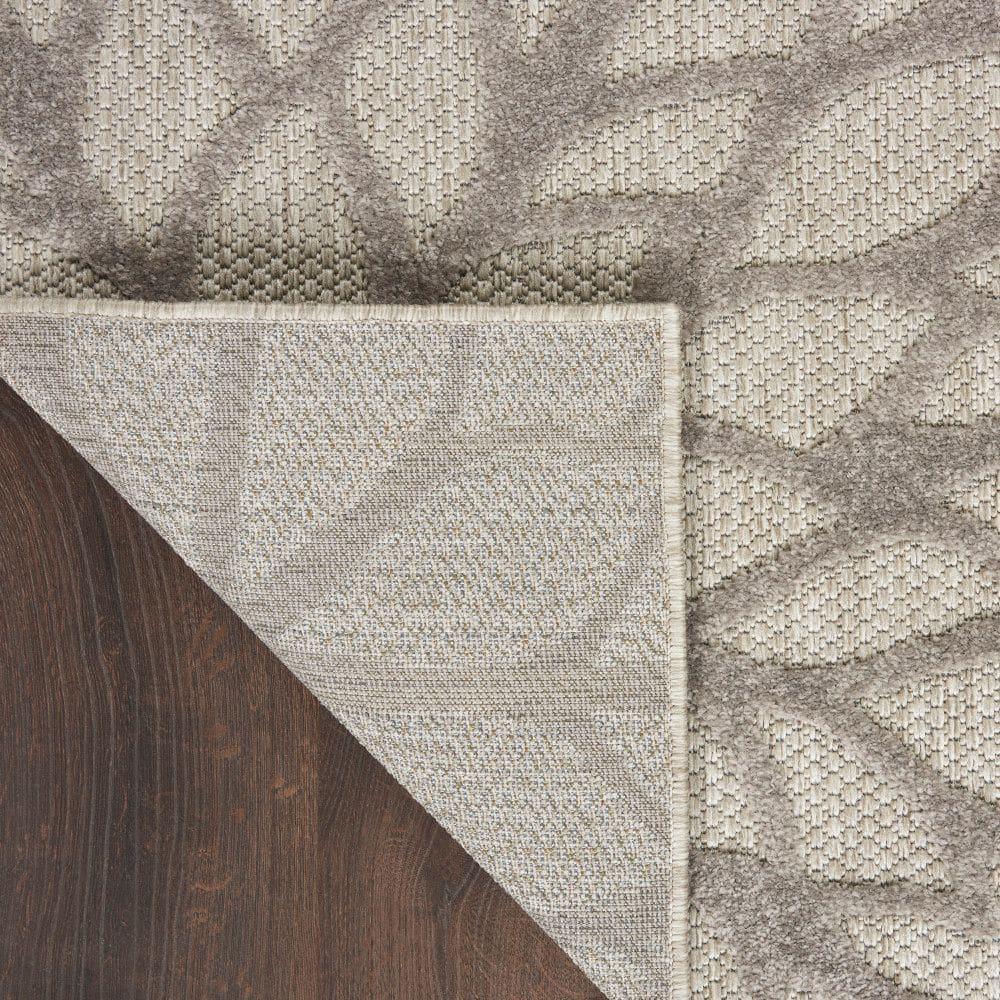Nourison Aloha Floral Bloom Flatweave High-Low Indoor Outdoor Area Rug Silver Grey 7' x 10'